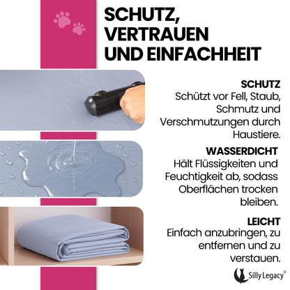 Waterproof mattress protector (double, 244 x 208 cm; gray) - Soft, thin, and reversible blanket for dogs, cats, other pets; Incontinence, urine, dirt, pet hair, saliva.