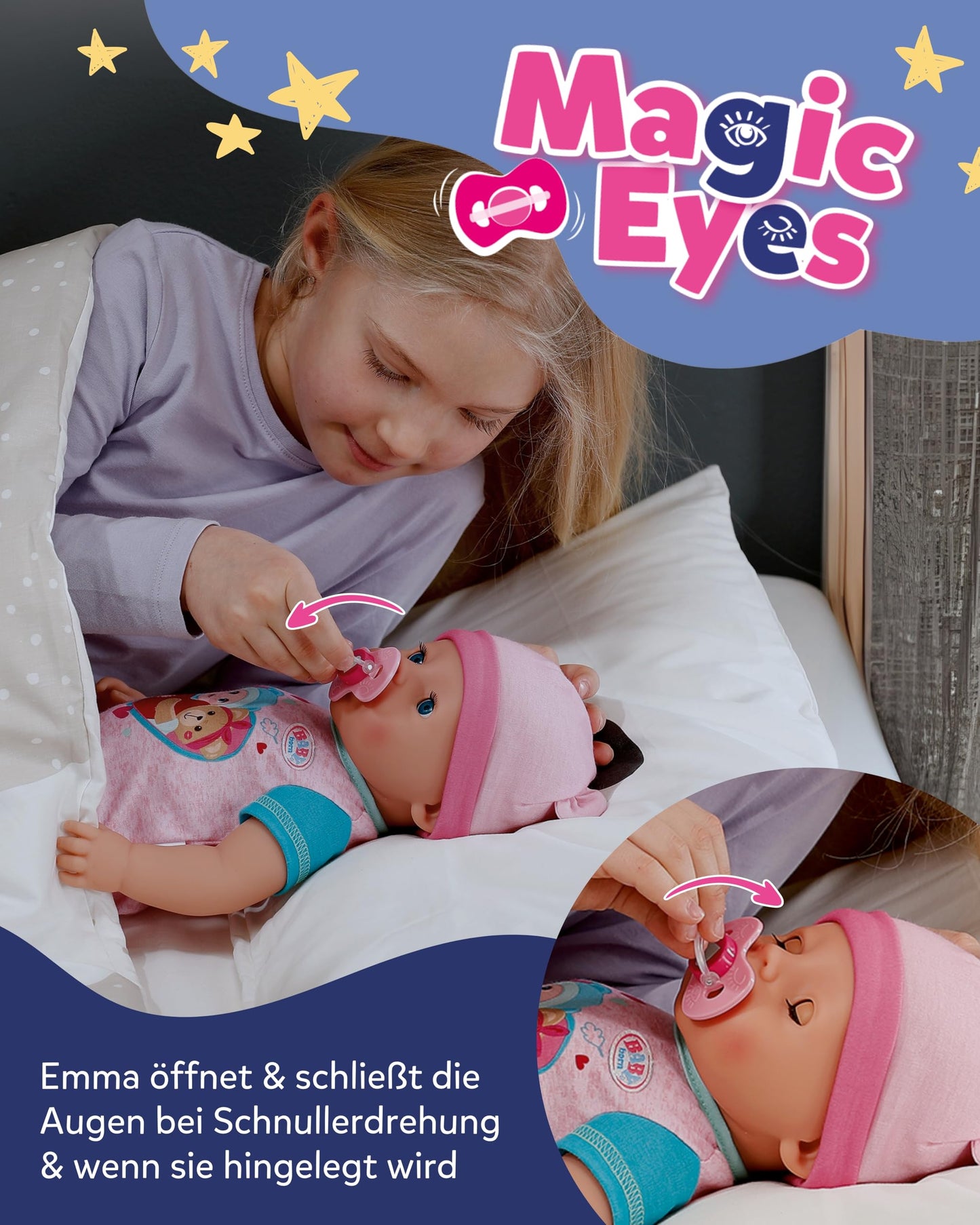BABY born Emma - 43 cm tall baby doll - 10 functions including accessories & romper - works entirely without batteries - suitable for children aged 3 and up