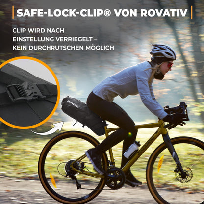 Rovativ® - Bikepacking Saddle Bag [10 liters] 100% Waterproof - Extremely secure attachment - Bike Saddle Bag made of TPU fabric - for Gravelbike and MTB Bike Packing