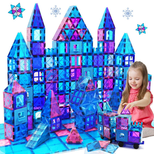 Magnetic building blocks 102 pieces Magnetic building toy for ages 3 years and up Magnets for kids Magnetic toys with Ferris wheel/2 cars Montessori children's toy for ages 3-9 years old Boy Girl Gifts