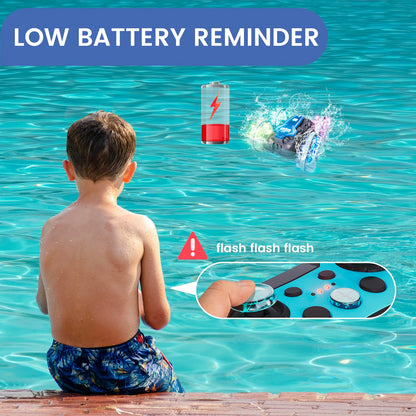 Tecnock Amphibious Remote Control Car, 4WD 360° Rotating Gesture Sensor Stunt RC Car with Lights, Remote Control Boat with Waterproof Remote, Gifts Toy for 3-8+ Years (with Watch)