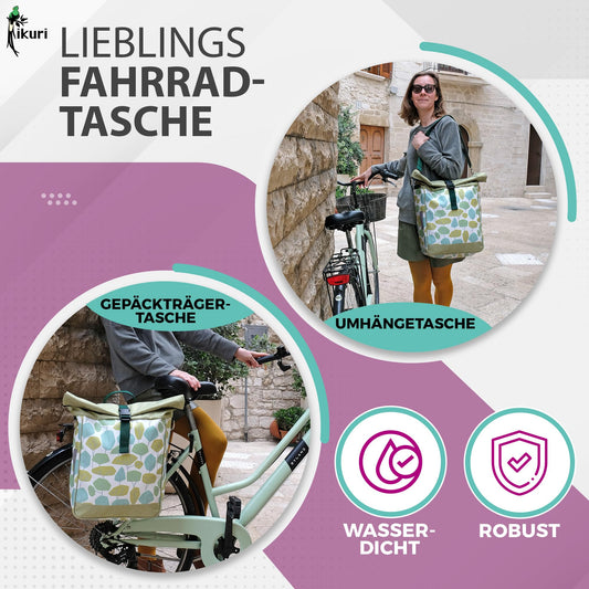 Ikuri single-sided bicycle bag for luggage rack saddle bag single bag pack bag, detachable, with shoulder strap for crossbody, made of tarpaulin, women's, waterproof - Bosque model