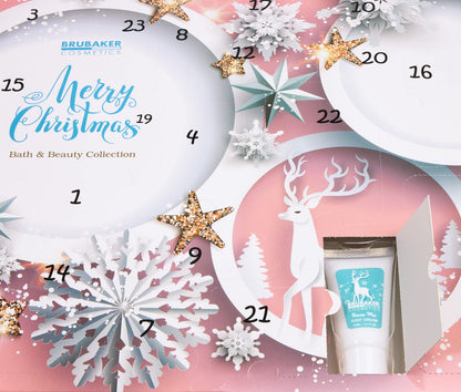 BRUBAKER Cosmetics Beauty Advent Calendar 2025 - the XXL wellness Christmas calendar for women and girls - 24 x body care products & spa accessories - stars and snowflakes in pink.