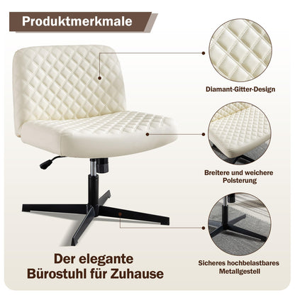 Fantasylab office chair without armrests, height-adjustable swivel chair for offices, wide desk chair 150kg with 120° tilt function for home office/house.