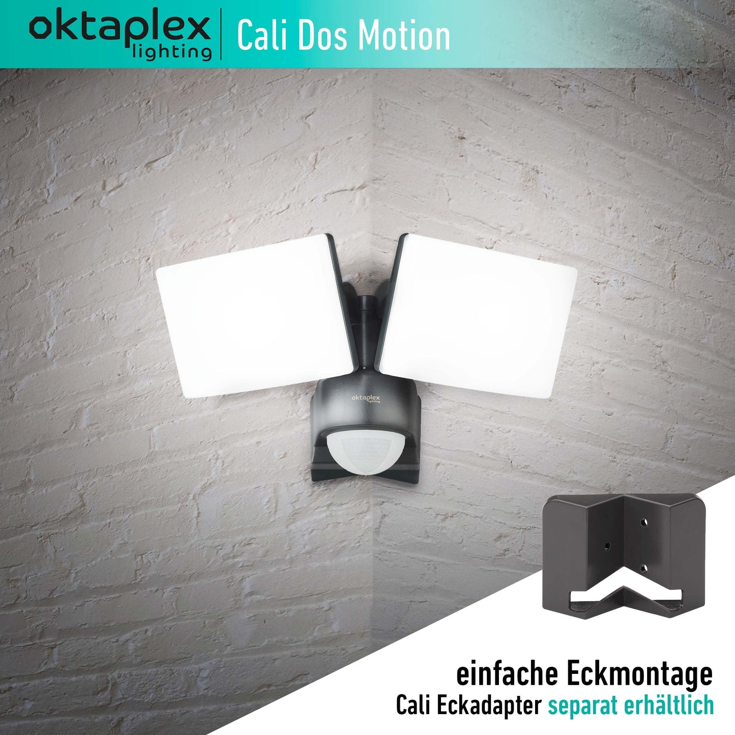 Oktaplex lighting LED spotlight with motion sensor for outdoor use Cali Dos Motion - IP65 Two heads 40W 3000K Warm White - outdoor spotlight in anthracite with master function