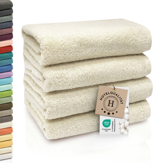 ZOLLNER Set of 4 Hand Towels – soft and absorbent guest towels – washable up to 203°F – cotton – 20x40 inches in beige