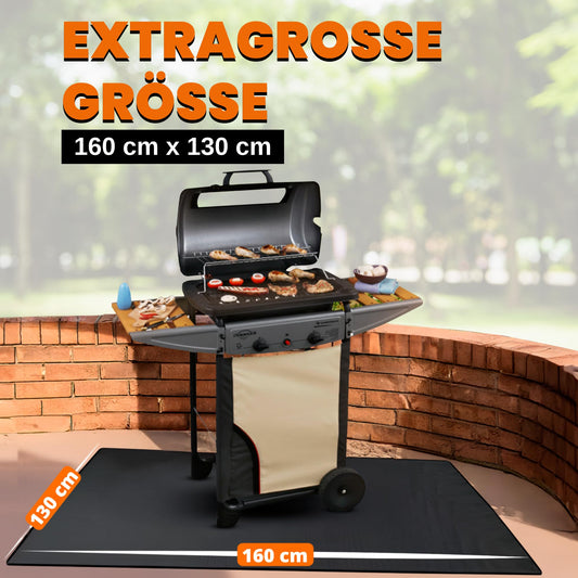 Grill mat for gas grill floor protection 160 x 130 cm | Fire and dirt repellent | Grill base floor mat | Grill carpet outdoor | Grill base floor | Grill mat for gas grill