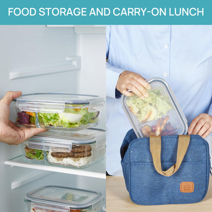Vtopmart 5Pack 975ml Meal Prep Boxes, Glass Containers with Lid, Glass Food Storage Containers with Lid for Microwave, Oven, Freezer, and Dishwasher.