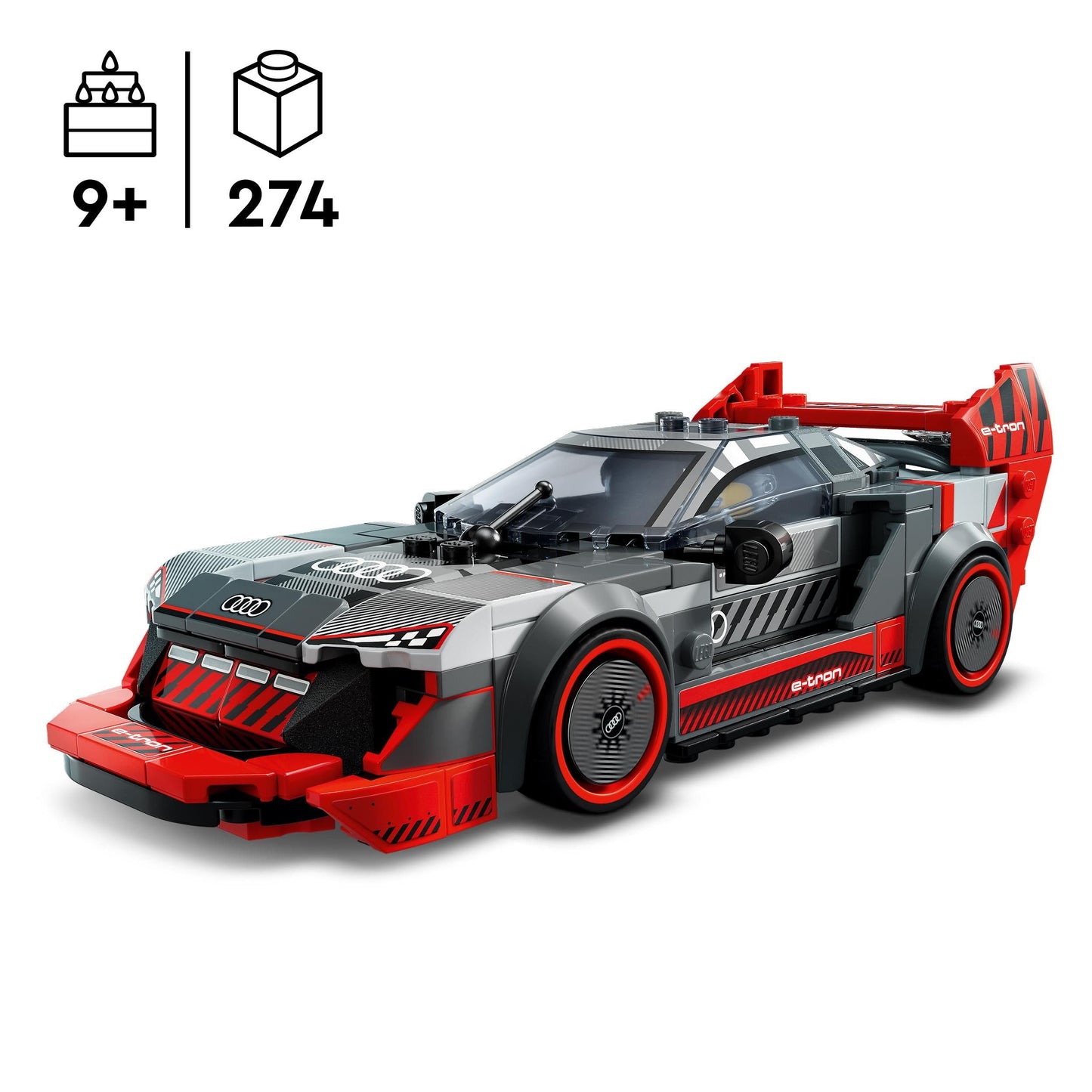 LEGO Speed Champions Audi S1 e-tron Quattro race car set with buildable, play and display toy car, model vehicle for kids, gift for 9 year old boys and girls 76921