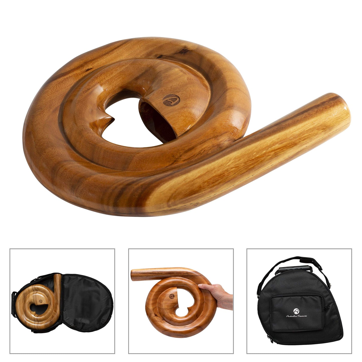 Australian Treasures - Australian Treasures Spiral Travel Didgeridoo - D- AT-Spiral including bag