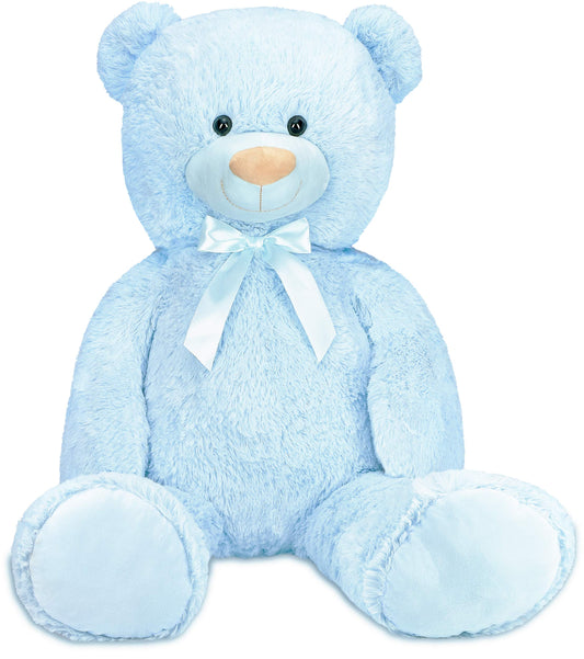 BRUBAKER XXL Teddy Bear 100 cm - Light Blue - Plush Toy Stuffed Animal Cuddly Toy Blue