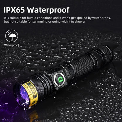 DARKDAWN UV flashlights 365nm and 395nm light USB rechargeable, ultraviolet LED blacklight woods lamp, mini detector for pet urine, stains, uranium glass, amber, resin curing, 2 pieces.