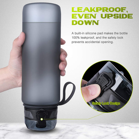 FULDENT 1L sports water bottle [BPA free] with non-slip rubber grip. Suitable for biking, outdoor activities, school, gym.