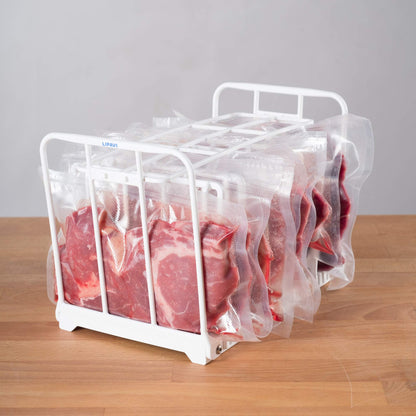 LIPAVI N20X Sous Vide Rack made of Polycarbonate and 316L Stainless Steel Adjustable, foldable out of Stainless Steel | Vertical rack for cooking | Fast, even, and efficient