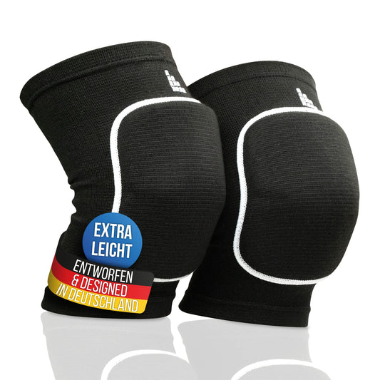 LOUD PROTECTION® ULTRALIGHT Knee Pads - breathable, stretchy, soft - [indoor sports and outdoor] With patella pad for handball, volleyball, mountain biking & more.. (Black, M)