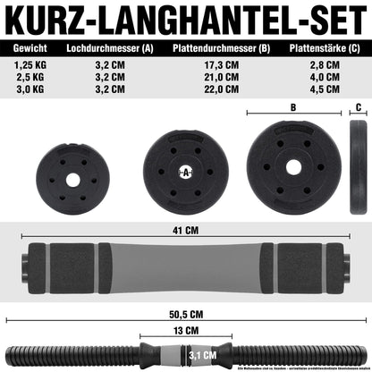 C.P. Sports 2in1 dumbbell & barbell set 30kg / 40kg | Weight plates - Weights - Barbell bars | Adjustable dumbbells - Barbell set for strength training, fitness, home gym (blue-black - 40kg set)