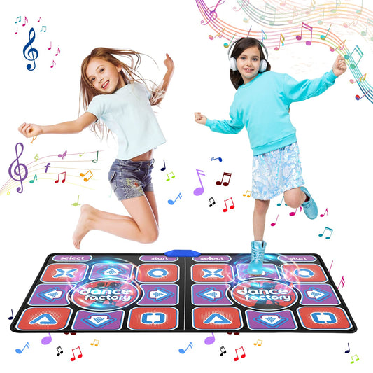 Aomdom Dance Mat for Kids and Adults, upgraded model, double music dance mat, non-slip and durable, with wireless receiver, wireless with 200 games and 100+ music (166 x 93 cm)