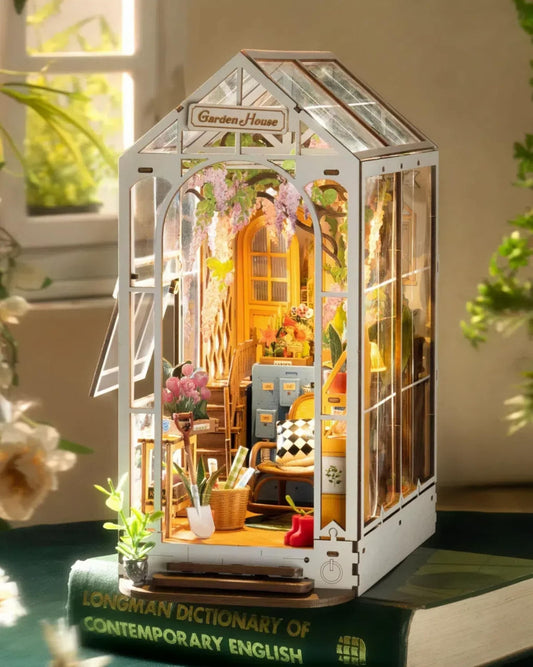 Rolife Book Nook Kit for Adults DIY Miniature House with Light for Bookshelf Library Decoration 3D Wooden Puzzle Bookends Adult Booknook Gifts for Women