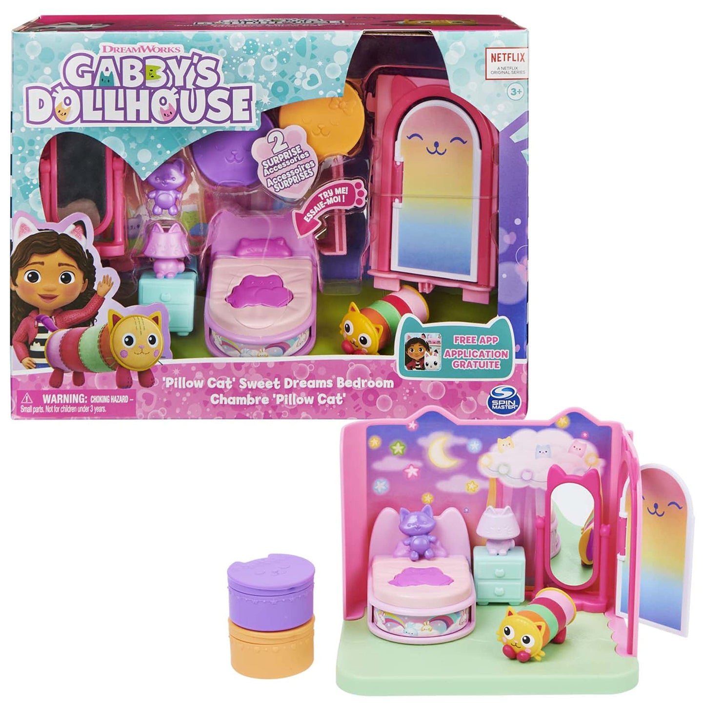 Gabby's Dollhouse, Purrific Pool Party Playset with Gabby and Kitty Fairy Figure & Deluxe Room, Sweet Dreams, Cozy Bedroom with Cuddle Cat