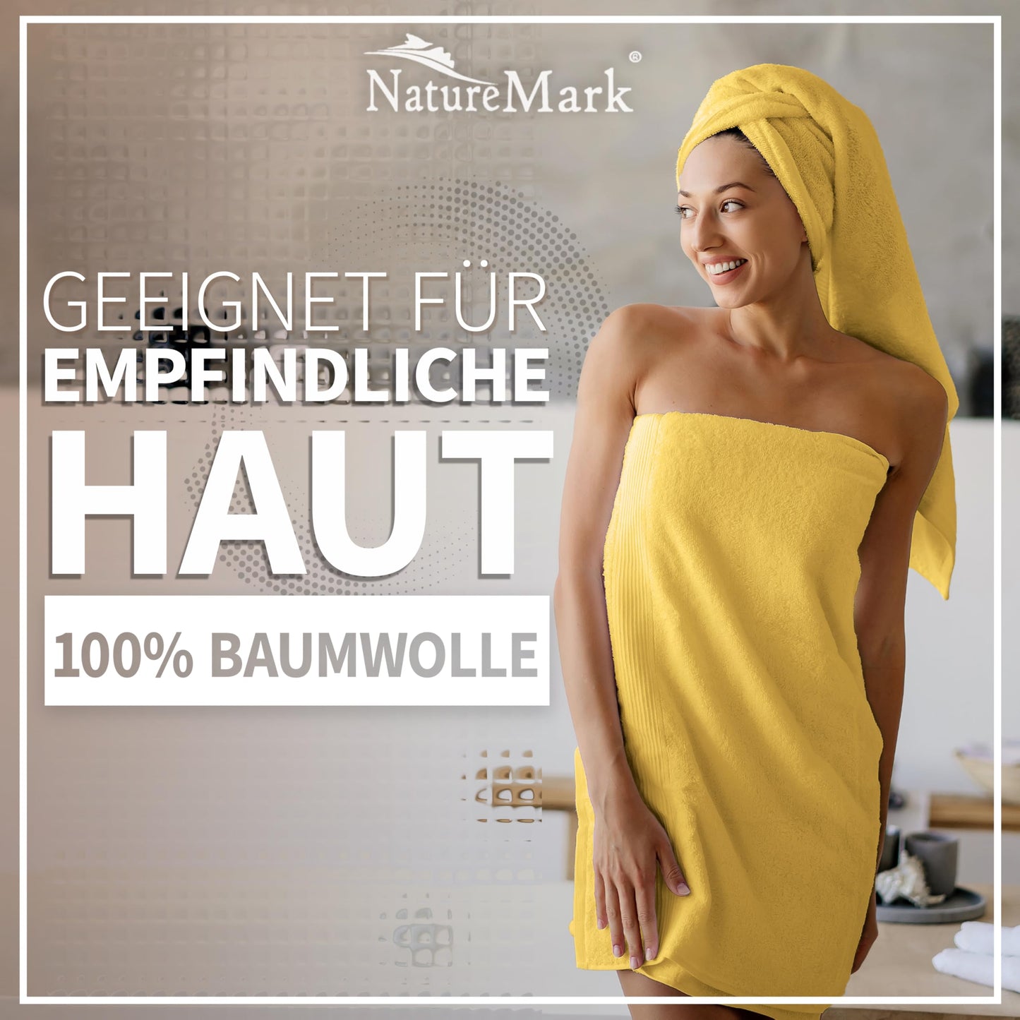 NatureMark 2-pack bath towels Premium quality 70x140cm bath towel double pack Color: Yellow