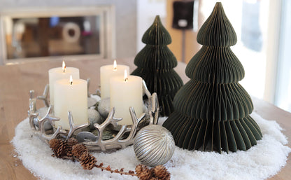 Brandseller Advent wreath Silver Ø 28 cm - Stylish candle holder for 4 candles - Modern Christmas wreath made of aluminum with stylized branches, Elegant table decoration