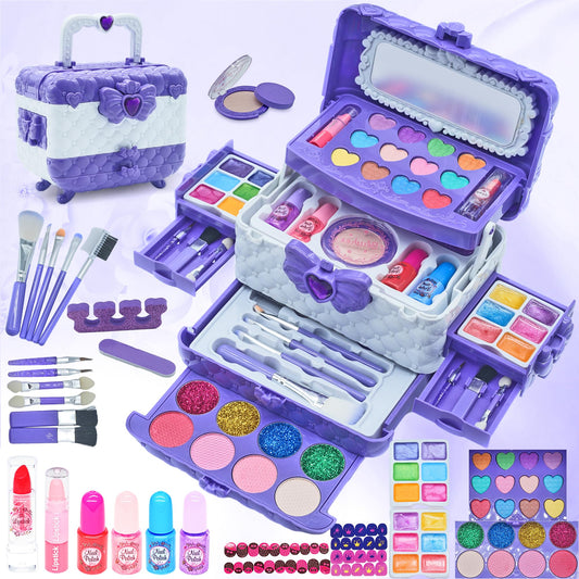 Children's makeup set girls toy gifts - Kids Washable Makeup Case, Makeup Kids Make Up Set Games, Toys for Girls Christmas Birthday Gifts for Girls 4 5 6 7 8 9 10 11 years