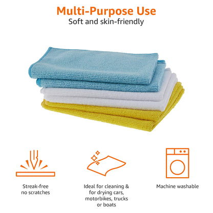 Amazon Basics Microfiber Cleaning Cloth, 30.5 x 40.6 cm, 48 Pack, Multicolor