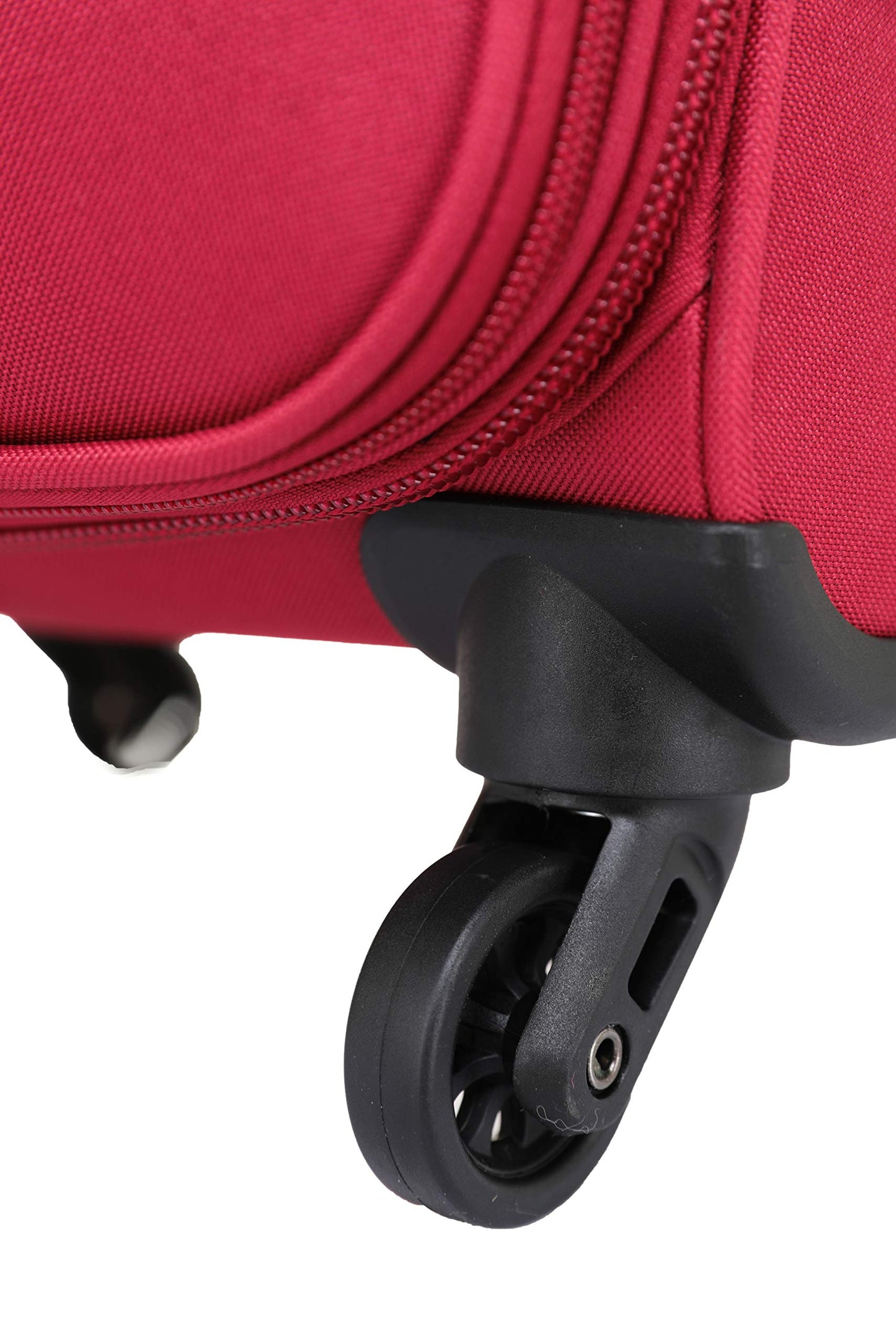 BEIBYE Lightweight Fabric Suitcase Set Trolley External Pockets Expansion Pleat More Storage Space with Combination Lock (Wine Red, M-Carry-On-54cm)