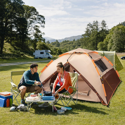 Prayset camping tent, pop-up tent for 3 persons, family dome tent waterproof, windproof with 2 mesh doors, 2 mesh windows, 2 in 1 double layers, carry bag for camping, hiking, backpacking.