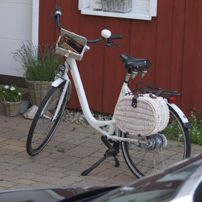 UNUS bike basket/picnic basket oval white cooling function with matching porcelain utensils for 2 people