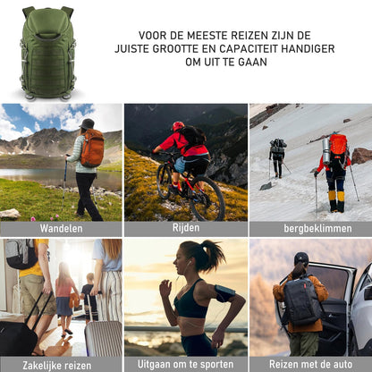 TANTOMI hiking backpack for men made of nylon with good ventilation. Large capacity, suitable for camping and hiking. 52x29x17cm, 851g.