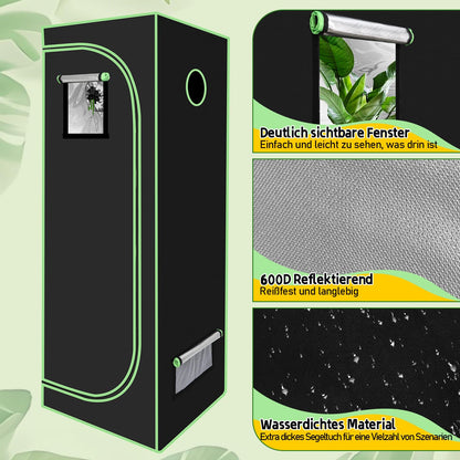 Sunworld grow tent, 600D Oxford grow box, 120x60x180 cm grow tent, lightproof and waterproof grow cabinet, airy greenhouse grow room for home growing, indoor cultivation.