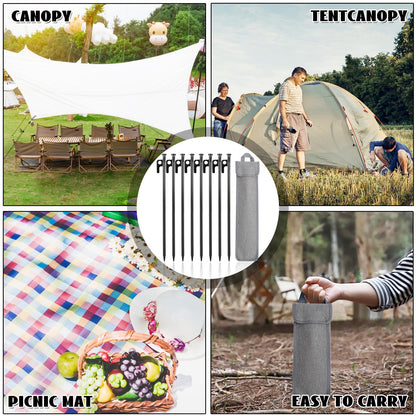 goldmiky Tent Pegs Steel Ground Stakes, 30cm Stable Camping Tent Pegs, Long and Stable Ground Stakes for Camping, with Hooks and Holes for Camping and Outdoor Hiking