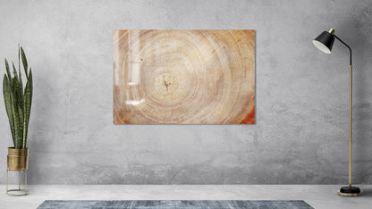 ALLboards glass magnetic board tree trunk nature tree core 90x60cm glass memo board with tree trunk design. Magnetic wall board for writing notes, magnetic board wall decoration.