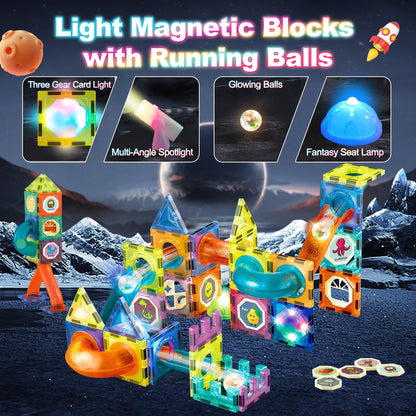 Magnetic building blocks 75 pieces Marble run magnets for kids, Magnetic building blocks kit toy for ages 3+, Creative 3D magnetic building blocks, Magnetic game gifts for boys girls home & schools 🏠🎁🔧