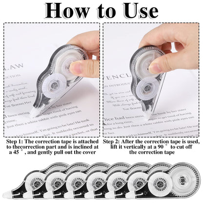Yoosso 36 Piece Correction Tape Set, 12m x 5mm Mini Correction Mouse with Cap Correction Tape Roller for Kids Students Office Home School (Black)