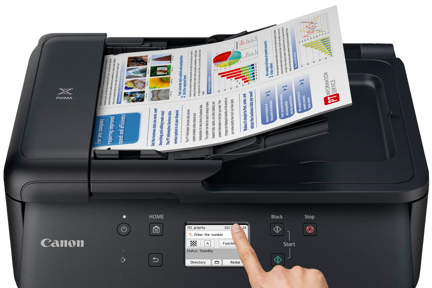 Canon PIXMA TR7650 All-in-One Printer A4 - Color inkjet printer black 4 in 1 (scanner, copier, wireless printer, fax, cloud link, ADF, WLAN, LCD, 4800 x 1200 DPI, AirPrint & Mopria)