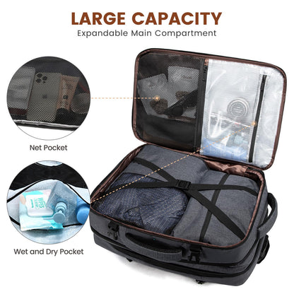 LOVEVOOK Travel Backpack for Airplane, Laptop Backpack for 17.3 inch, Expandable Carry-On Backpack for Men Women, Large 30L-40L Business Travel Backpack for Weekender, Gray