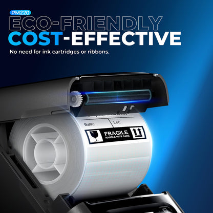 Nelko Labeling Machine with adhesive tape, PM220 Bluetooth Label Printer, 2 Inch Portable Thermal Printer for small businesses, logo, clothing, sticker printer for phones & PC, comes with 3 labels.