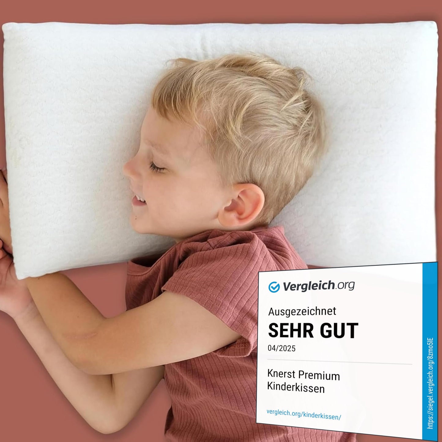 KNERST® Kids Pillow - Ergonomic Memory Foam Pillow for Children's Room - 40x60x6 cm Pillow perfect for kids - 40x60 Pillow for restful sleep including pillowcase - for children