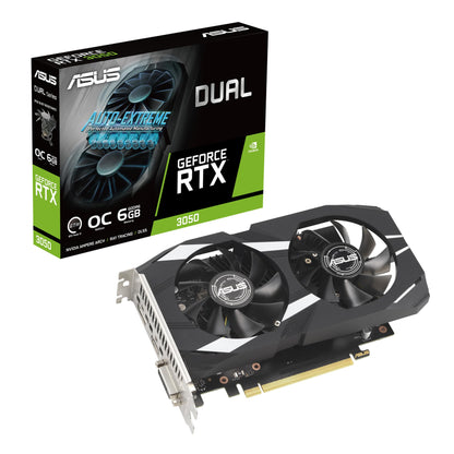 ASUS Dual GeForce RTX 3050 OC Edition 6GB GDDR6 Gaming Graphics Card (Nvidia GeForce RTX 3050 DLSS, PCIe 4.0, 1x HDMI 2.1a, 1x DisplayPort 1.4a, DUAL-RTX3050-O6G)