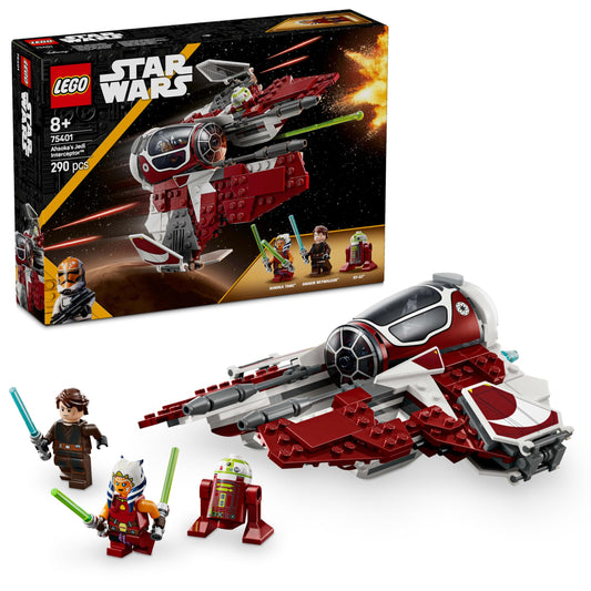 LEGO Star Wars 75401 Ahsoka's Jedi Interceptor, Starfighter for The Clone Wars fans, with Ahsoka Tano & Anakin Skywalker minifigures, lightsabers, and R7-A7, for boys and girls ages 8+.