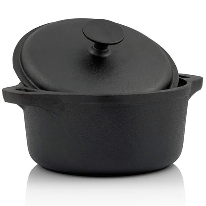 BBQ-Toro Cast Iron Cocotte | 2.7 liters and 4 liters | black, round | Dutch oven with lid | Pot with cast iron lid | Cast iron roasting pot for grill and oven | Pre-seasoned cast pot