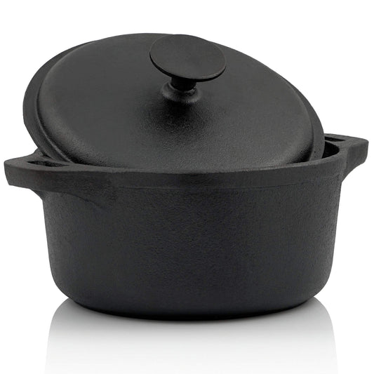 BBQ-Toro Cast Iron Cocotte | 2.7 liters and 4 liters | black, round | Dutch oven with lid | Pot with cast iron lid | Cast iron roasting pot for grill and oven | Pre-seasoned cast pot