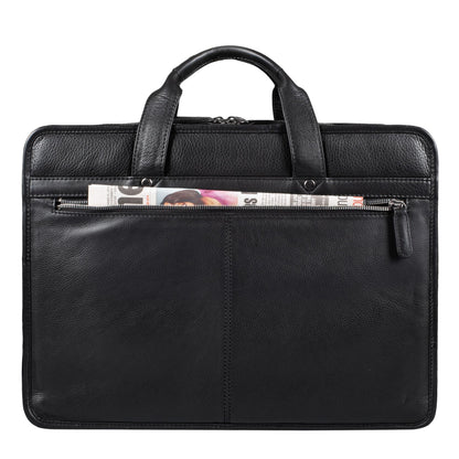 STILORD 'Yves' Briefcase Men Women Leather Business Bag Document Bag 15.6 Inch Laptop Bag Business Bag Teacher Bag Real Cowhide Leather, Color: Black