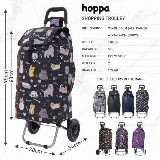Hoppy Lightweight Shopping Trolley, 57 l, Model 2024, durable and collapsible, for easy storage.