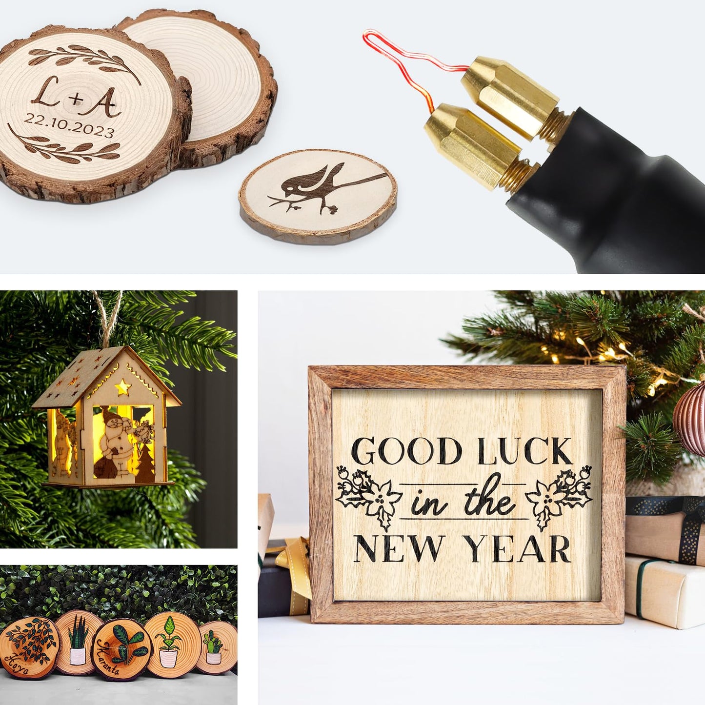 TEKCHIC wood burning kit, TEKCHIC 60W wood burning pen set with two wood burning pens, 20 wire tips, temperature adjustable wood burning tool for carving in black, 3-pin UK adapter.