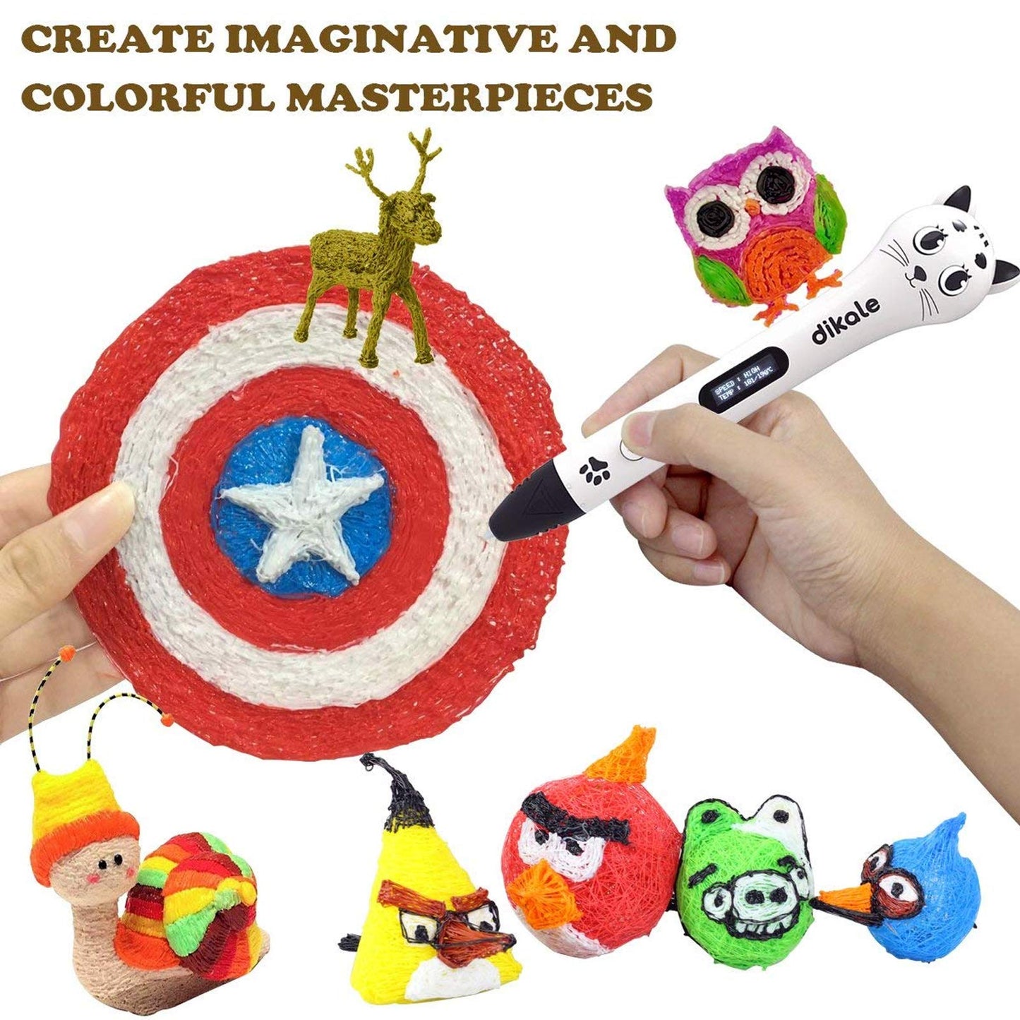 Dikale 3D Printing Pen Filament PLA 1.75mm - 16 Full Colors Set with 6m per color (96m Total) - 250 eBook stencils - Colorful package for creative projects