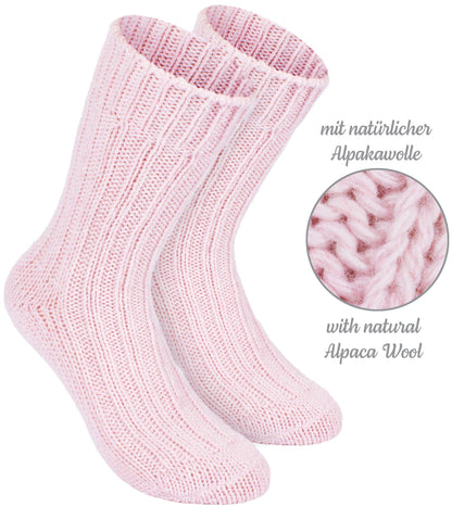 BRUBAKER 4 pairs of alpaca socks with alpaca wool - winter sock set for men and women - pink - size 39-42