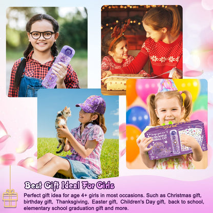 Gifts for girls DIY water bottle baseball cap, customize with gemstone unicorn stickers, back to school birthday gift for girls ages 4-13, hat crafting.